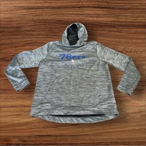 Philidelphia 76ers Nike Dri Fit Hoodie‎ Size Large Men Heather Grey Blue NBA